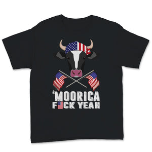 Moorica Fuck Yeah Funny American Cow Moo USA Flag Sunglasses Earring