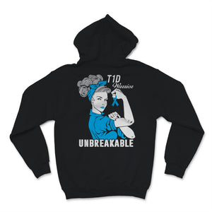 T1D Warrior Unbreakable Strong Woman Type 1 Diabetes Awareness Blue