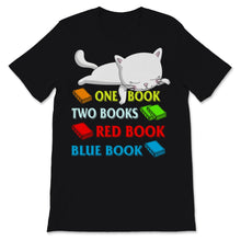 Load image into Gallery viewer, Reading Shirt One Book Two Books Red Book Blue Book Cute Cat Bookworm
