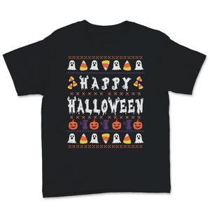 Funny Ugly Sweater Happy Halloween Costume Candycorn Ghost Witch