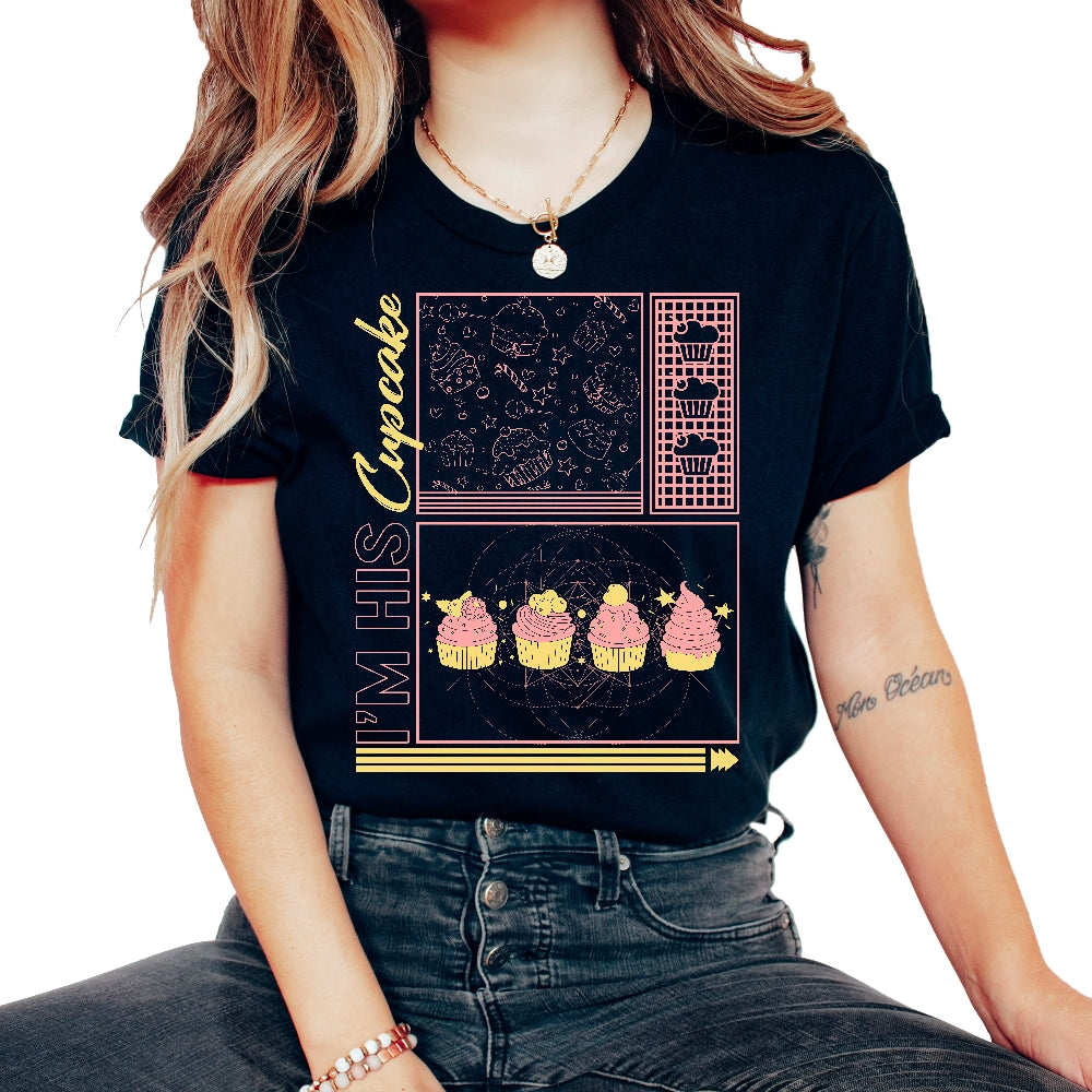 Valentines Shirt, I'm His Cupcake Tee, Funny Married Gift For - Unisex T-Shirt - Black