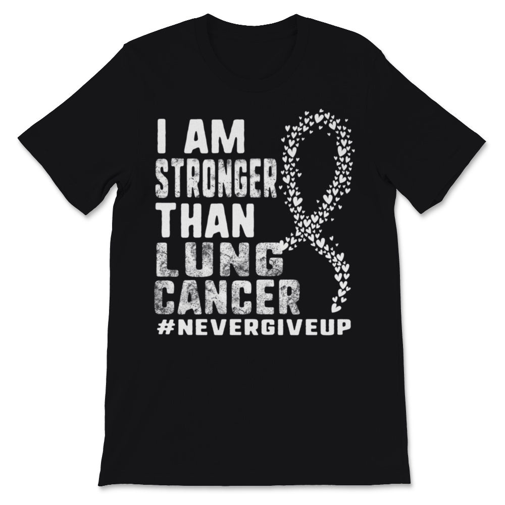 I Am Stronger Than Lung Cancer Awareness Heart White Ribbon Warrior