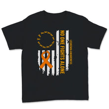 Load image into Gallery viewer, Leukemia Awareness Orange Ribbon US Flag No One Fights Alone Cancer
