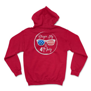 4th Of July Shirt, Stayin Fly Sunglasses USA Flag Independence Day - Hoodie - Red