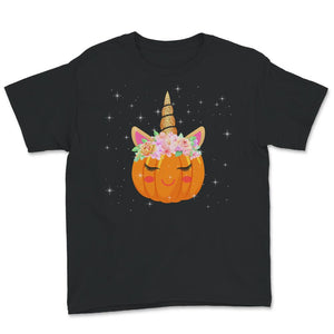 Halloween Costume Shirt, Cute Orange Unicorn Pumpkin Halloween Gift,