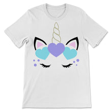 Load image into Gallery viewer, Cute Unicorn Face Valentine&#39;s Day Shirt Purple Hearts Gift For Her
