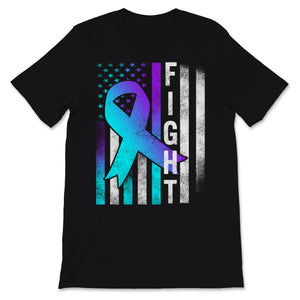 Suicide Prevention Awareness Fight USA American Flag Teal & Purple
