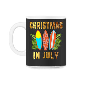 Christmas In July Surf Surfing Board Beach Hawaii Summer Celebration - 11oz Mug - Black on White