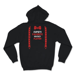 Valentines Day Shirt Cupid's Favorite Hockey Player Funny Red Bow Tie
