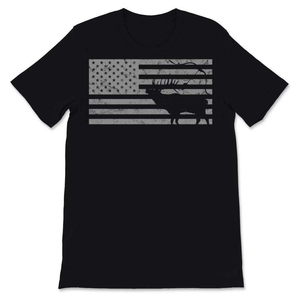Elk Hunting Vintage USA American Flag Gift For Bow Hunters Men Hunt