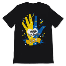 Load image into Gallery viewer, World Down Syndrome Day Awareness Shirt T21 Blue And Yellow Ribbon
