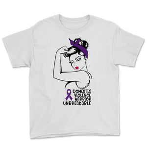 Domestic Violence Warrior Unbreakable Awareness Purple Ribbon Warrior