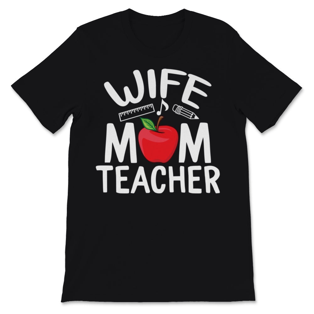Wife Mom Teacher Mother's Day Apple Math English Teach School Cute