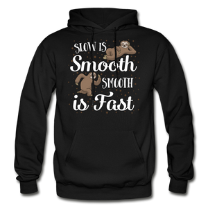 Slow is Smooth is Fast Seal Aikido Martial Arts Philosophy Sloth Photography Hoodie - black