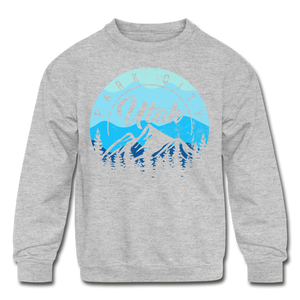 Park City Utah Shirt, Vintage Souvenir Skier Gift, Park City Snowflakes Snowboarding Lover Gift, Park Lover Ski Winter Sports Kids' Crewneck Sweatshirt - heather gray
