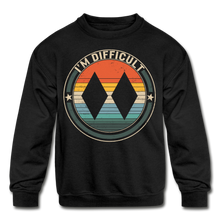 Load image into Gallery viewer, Difficult Skiing Kids' Crewneck Sweatshirt - black
