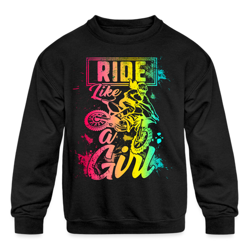 Ride Like A Girl Kids Sweatshirt - black
